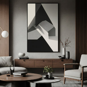 Minimalistische Abstract Zwart Wit Grijs Poster