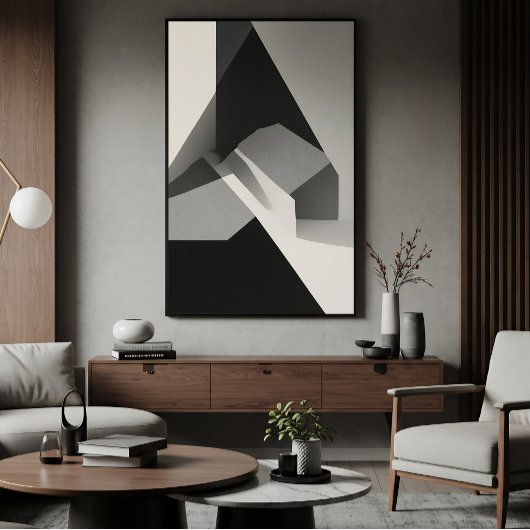Minimalistische Abstract Zwart Wit Grijs Poster
