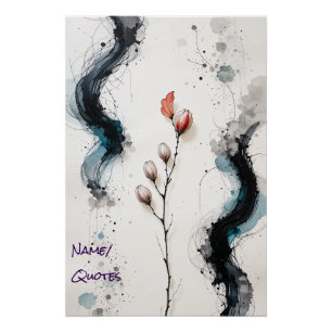 Minimalistische abstracte aquarel met tak en inkt perfect poster