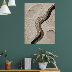 Minimalistische Abstracte Beige Zwarte & Gouden Te Poster