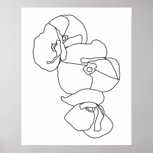 Minimalistische Abstracte Bloemen Line Art Poster (Voorkant)