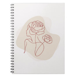 Minimalistische Abstracte Bloemlijn Kunst Notitieboek