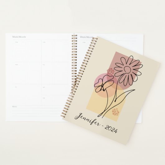 Minimalistische abstracte bloemlijnkunst planner (Display)
