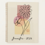 Minimalistische abstracte bloemlijnkunst planner (Voorkant)