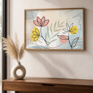 Minimalistische Abstracte Bloemmotief Poster