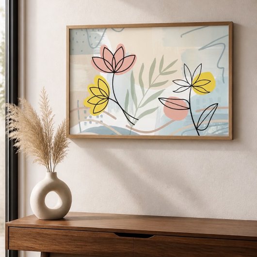 Minimalistische Abstracte Bloemmotief Poster