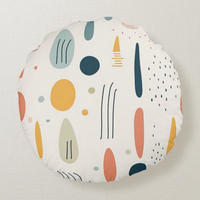 Minimalistische Abstracte Boho stijl rond kussen (Achterkant)