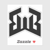 Minimalistische Abstracte BWB Letter Monogram Sticker (Vel)