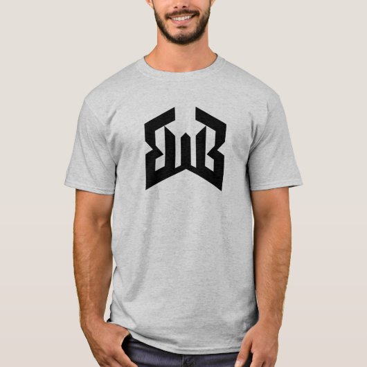 Minimalistische Abstracte BWB Letter Monogram T-shirt (Voorkant)