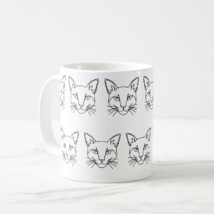 Minimalistische Abstracte Cat Line Art Koffiemok