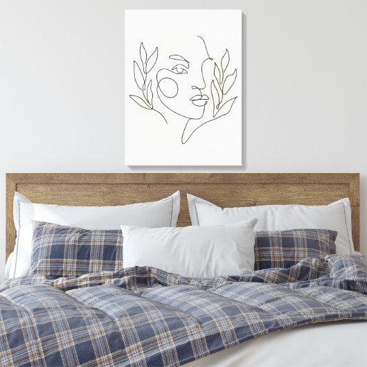 Minimalistische Abstracte Face Line Art Canvas Afdruk (Insitu (Slaapkamer))