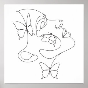 Minimalistische Abstracte Face Line Art Poster