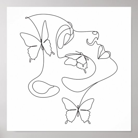 Minimalistische Abstracte Face Line Art Poster (Voorkant)