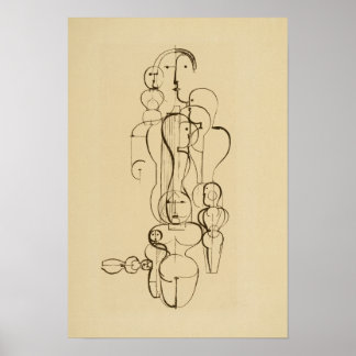 Minimalistische Abstracte Figuratieve Lijntekening Poster