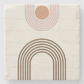 Minimalistische Abstracte geometrie uit het midden Stenen Onderzetter (Voorkant)