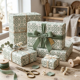Minimalistische Abstracte Geometrische Saliegroen Cadeaupapier
