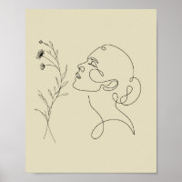 Minimalistische Abstracte Gezicht Lijn Kunst Poste