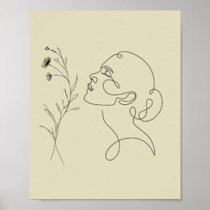Minimalistische Abstracte Gezicht Lijn Kunst Poste Poster
