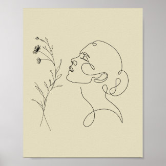 Minimalistische Abstracte Gezicht Lijn Kunst Poste Poster