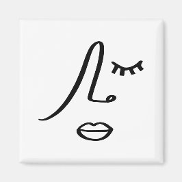 Minimalistische Abstracte Gezicht Moderne Kunst De Magneet