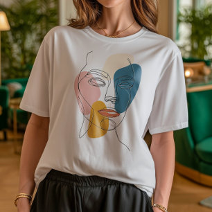 Minimalistische Abstracte Gezichtsportret één lijn Tri-Blend Shirt