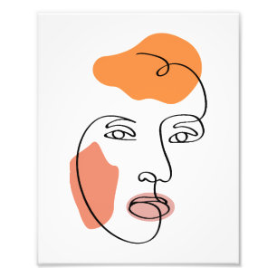 Minimalistische Abstracte Gezichtsportret Line Art Foto Afdruk