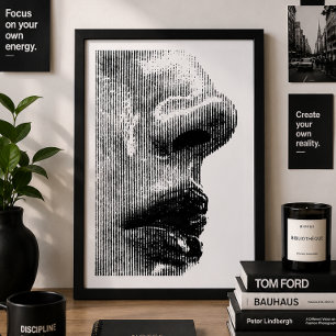 Minimalistische Abstracte Gezichtsprofiel Zwart & Poster