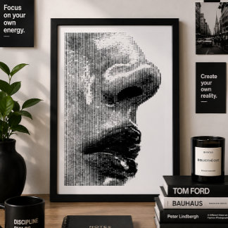Minimalistische Abstracte Gezichtsprofiel Zwart & Poster