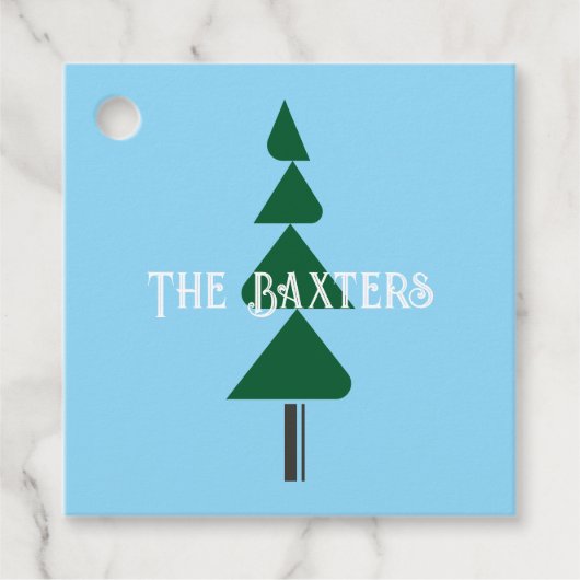 Minimalistische Abstracte Groene Chic Kerstboom Bedankjes Labels (Voorkant)
