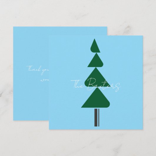 Minimalistische Abstracte Groene Chic Kerstboom Bedankkaart (Voorkant / Achterkant)