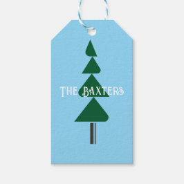 Minimalistische Abstracte Groene Chic Kerstboom Cadeaulabel