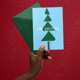 Minimalistische Abstracte Groene Chic Kerstboom Feestdagen Kaart
