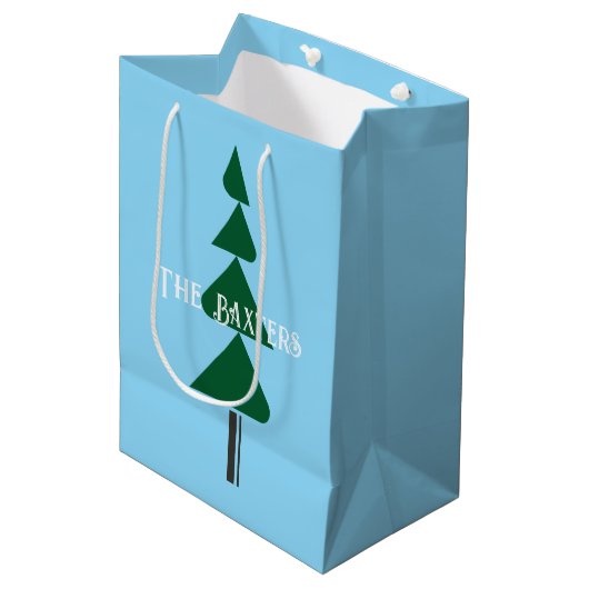 Minimalistische Abstracte Groene Chic Kerstboom Medium Cadeauzakje (Voorkant Gekanteld)