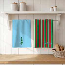 Minimalistische Abstracte Groene Chic Kerstboom Theedoek