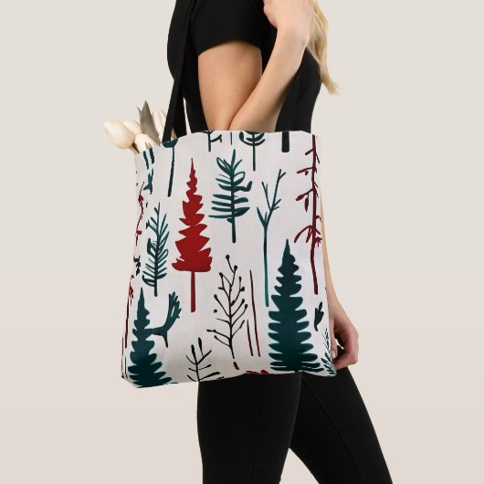 Minimalistische abstracte herfstbosscene tote bag (Dichtbij)