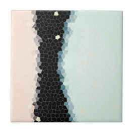 Minimalistische abstracte kunst bleke roze blauwe  tegeltje