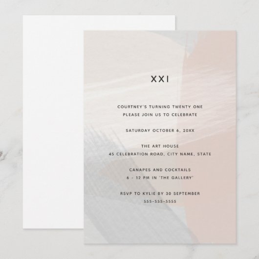 Minimalistische Abstracte kunst Blush 21ste verjaa Kaart (Voorkant / Achterkant)