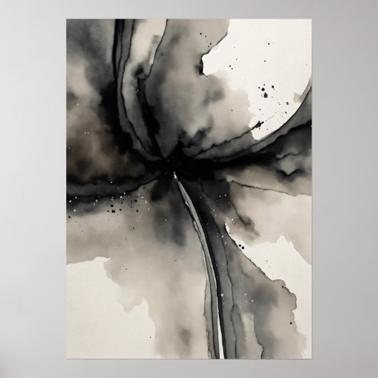 Minimalistische Abstracte kunst in grijswaarden Wa Poster (Voorkant)