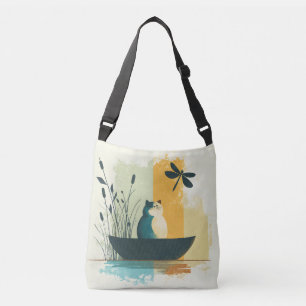 Minimalistische Abstracte Lake Chubby White Cat Ca Crossbody Tas