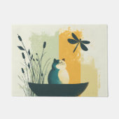 Minimalistische Abstracte Lake Chubby White Cat Ca Deurmat (Voorkant)