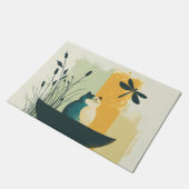 Minimalistische Abstracte Lake Chubby White Cat Ca Deurmat (Schuin)