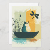 Minimalistische Abstracte Lake Chubby White Cat Ca Feestdagenkaart (Voorkant / Achterkant)