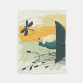 Minimalistische Abstracte Lake Chubby White Cat Ca Fleece Deken (Voorkant)