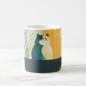 Minimalistische Abstracte Lake Chubby White Cat Ca Koffiemok (Center)