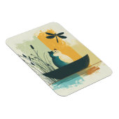 Minimalistische Abstracte Lake Chubby White Cat Ca Magneet (Rechterzijde)