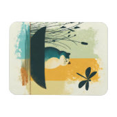 Minimalistische Abstracte Lake Chubby White Cat Ca Magneet (Horizontaal)