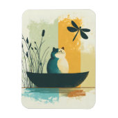 Minimalistische Abstracte Lake Chubby White Cat Ca Magneet (Verticaal)