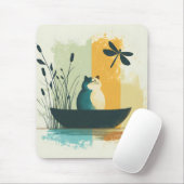 Minimalistische Abstracte Lake Chubby White Cat Ca Muismat (Met muis)