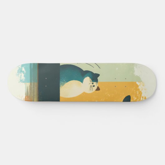 Minimalistische Abstracte Lake Chubby White Cat Ca Persoonlijk Skateboard (Horizontaal)