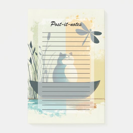 Minimalistische Abstracte Lake Chubby White Cat Ca Post-it® Notes (Voorkant)